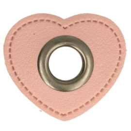 Hartje 36mm met nestel 11mm - Roze/oudzilver 2st.