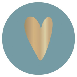 Sticker Ø 35mm Heart Gold-Lakeblue