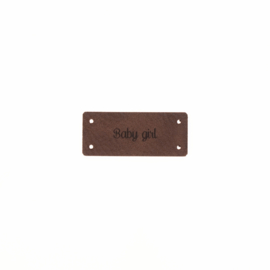 Leren label 15x35mm 'baby girl' Baybrown 3st.