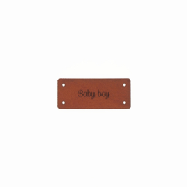 Leren label 15x35mm 'baby boy' Chestnut 3st.