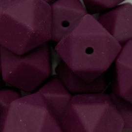 Siliconenkraal Hexagon 14mm Bordeaux