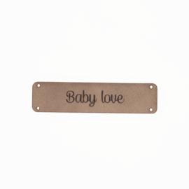 ♥♥ Leren label 15x60mm 'Baby Love'