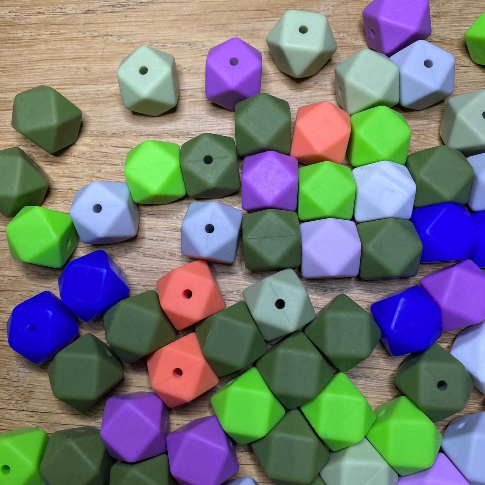 Siliconen Hexagon kralen 14mm 100st.