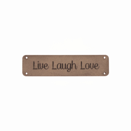 Leren label 15x60mm 'Live Laugh Love' Buckskin 2st.