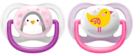 Avent fopspeen Animals ultra air 0-6 mnd Girl (2 stuks)