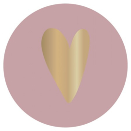 Sticker Ø 35mm Heart Gold-Fadedpink