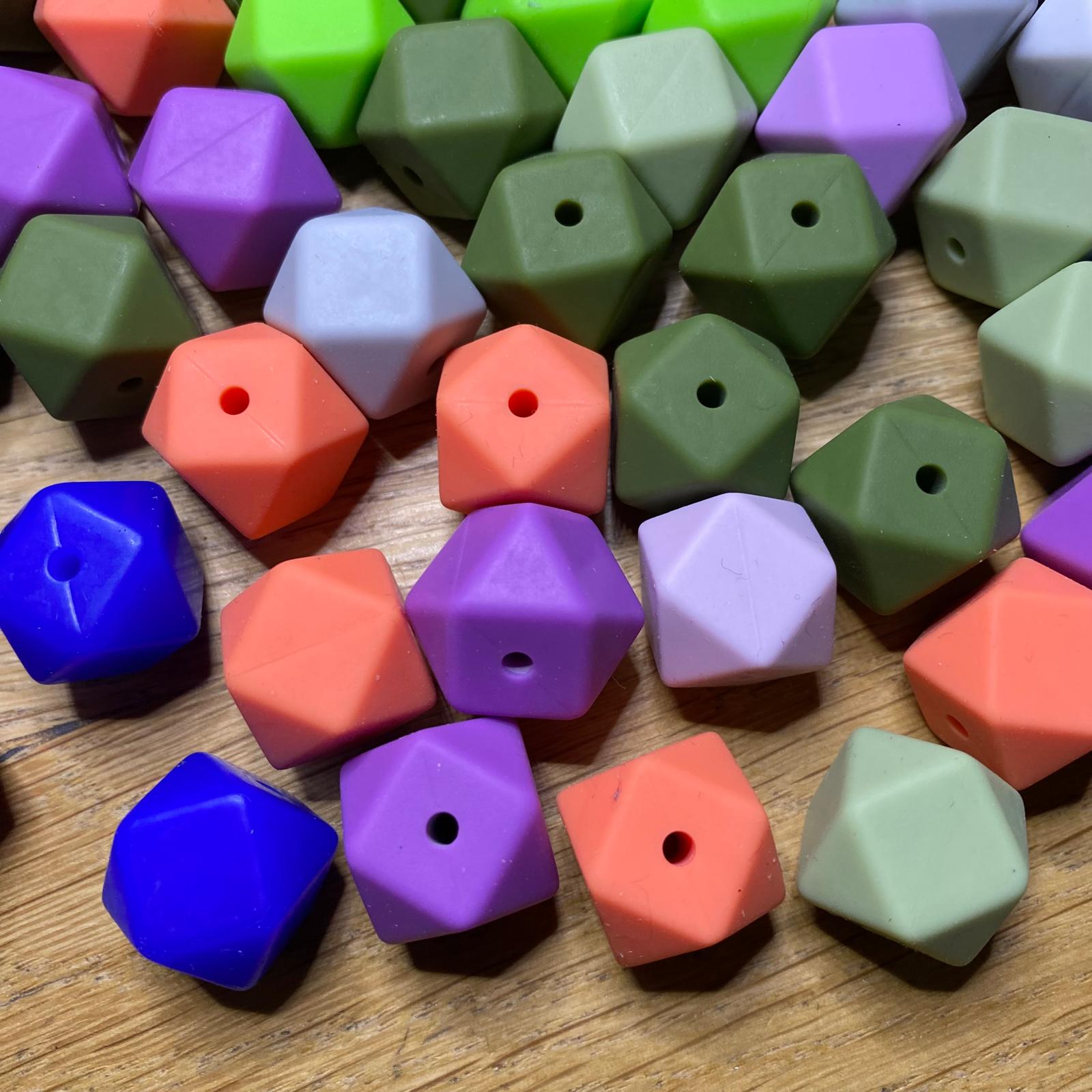 Siliconen Hexagon kralen 14mm 100st.
