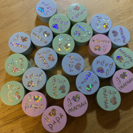 Houten kraal J'♥ maman-papa Glitter 24 stuks