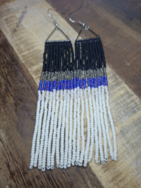 Oorbellen Triangle Fringe Zwart-Blauw