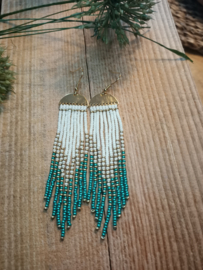 Oorbellen Fringe Aqua Gold