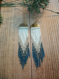 Oorbellen Fringe Blue/Gold