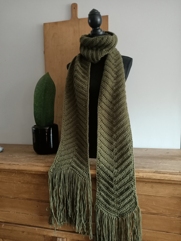 Lange Sjaal met franjes Groen