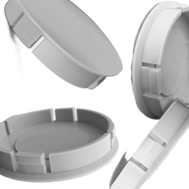 Set van 4 grijze naafdoppen, buitenmaat 60 mm en klemmaat 56 mm