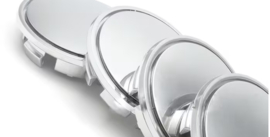 Set van 4 chroomkleurige naafdoppen, buitenmaat 65,2 mm en klemmaat 56 mm