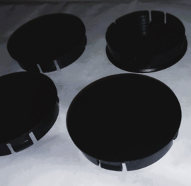 Set van 4 zwarte naafdoppen, buitenmaat 60 mm en klemmaat 56 mm