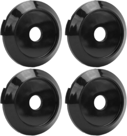Set van 4 zwarte hogere naafdoppen met ring, buitenmaat 64 mm en klemmaat 59 mm