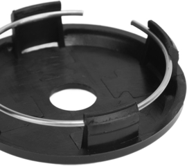 Set van 4 zwarte hogere naafdoppen met ring, buitenmaat 64 mm en klemmaat 59 mm