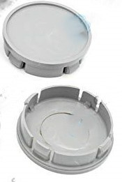 Set van 4 grijze naafdoppen met opstaand randje, buitenmaat 60 mm en klemmaat 56 mm
