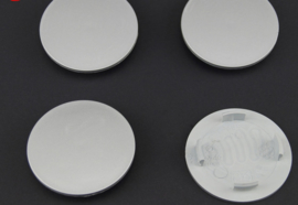 Set van 4 zilvergrijze naafdoppen, buitenmaat 61,5 mm en klemmaat 48 mm