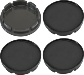 Set van 4 zwarte naafdoppen, buitenmaat 55 mm en klemmaat 51,5/52 mm