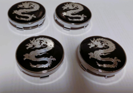 Set van 4 naafdoppen draak chroom, buitenmaat 60 mm en klemmaat 56 mm