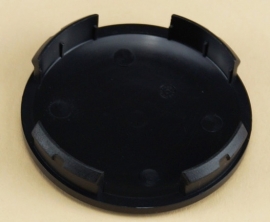 Set van 4 licht gebolde zwarte naafdoppen, buitenmaat doorsnede 54 mm en klemmaat 51 mm