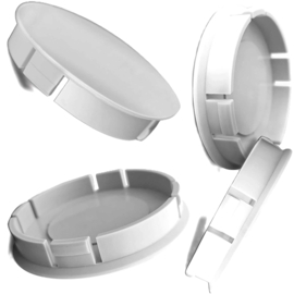 Set van 4 lichtgrijze naafdoppen, buitenmaat 60 mm en klemmaat 56 mm