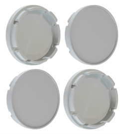 Set van 4 lichtgrijze naafdoppen met opstaand randje, buitenmaat 60 mm en klemmaat 56 mm