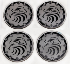 Siliconen logostickers adelaar, set van 4, zelfklevend, 65 mm doorsnede