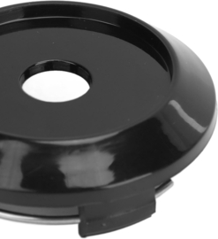 Set van 4 zwarte hogere naafdoppen met ring, buitenmaat 64 mm en klemmaat 59 mm