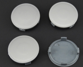 Set van 4 zilvergrijze naafdoppen, buitenmaat 56  mm en klemmaat 52 mm