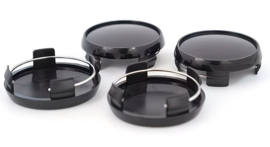 Set van 4 zwarte naafdoppen buitenmaat 65 mm en klemmaat 60,5 mm