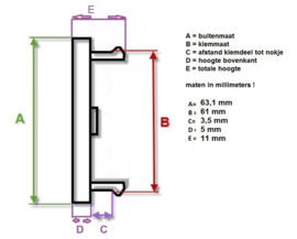 Set van 4 zilvergrijze naafdoppen, buitenmaat 63,1 mm en klemmaat 61 mm