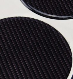 Carbonlook zwarte siliconen stickers, set van 4, zelfklevend, 64 mm doorsnede