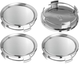 Set van 4 chroomkleurige naafdoppen met ring, buitenmaat doorsnede 74 mm en klemmaat 72 mm