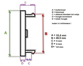 Set van 4 naafdoppen met carbonlook, buitenmaat doorsnede 53,8 mm en klemmaat 49,5 mm