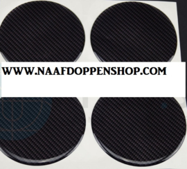 Carbonlook zwarte siliconen stickers, set van 4, zelfklevend, 54 mm doorsnede