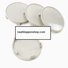 Set van 4 grijze naafdoppen,  buitenmaat 68,5 mm, klemmaat 65,5 mm, geschikt voor stickers