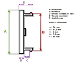 Set van 4 grijze naafdoppen, buitenmaat 64 mm en klemmaat 61,5 mm