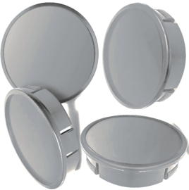 Set van 4 grijze naafdoppen met opstaand randje, buitenmaat 60 mm en klemmaat 56 mm