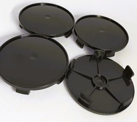 Set van 4 zwarte naafdoppen buitenmaat 68,5 mm en klemmaat 65 mm