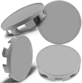 Set van 4 grijze naafdoppen buitenmaat 68 mm en klemmaat 65,5 mm