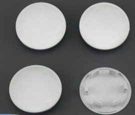 Set van 4 zilvergrijze naafdoppen, buitenmaat 76,1 mm en klemmaat 59,7 mm