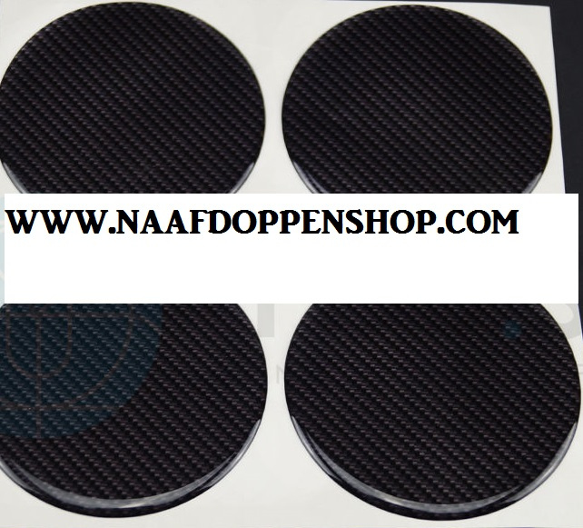 Carbonlook zwarte siliconen stickers, set van 4, zelfklevend, 58 mm doorsnede