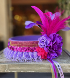 Hoofdband met bloemen Lila/Pink