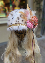 Luipaard bontmuts bloemen Oudroze
