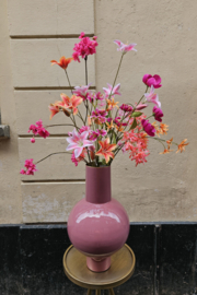Vaas Pip Studio 40 cm roze met zijdebloemen