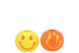 Smiley kandelaar 7 x 6 cm Set Geel/Oranje