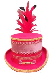 Opgemaakte hoed:Rood/Roze