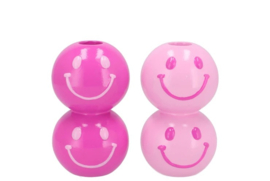 Smiley kandelaar Double 7 x 6 cm Set Fuchsia/Roze